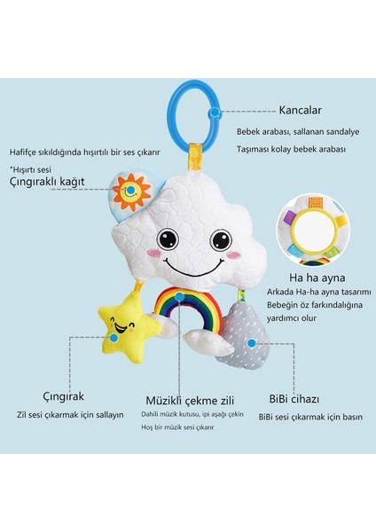Ruyı Müzikli Çekme Zili Bebek Arabası Kolye Yatak Zili Oktav Kutusu Bebek Eğitici Oyuncaklar 0-3 Yaş (Yurt Dışından)