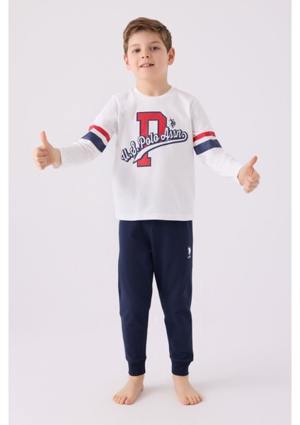 Erkek Çocuk Uzun Kol Pijama Takım US1902 Krem