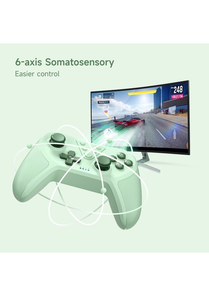 Easysmx T37 Bluetooth / Kablolu 3D Joystick Oyun Kumandası Gamepad - Yeşil (Yurt Dışından)