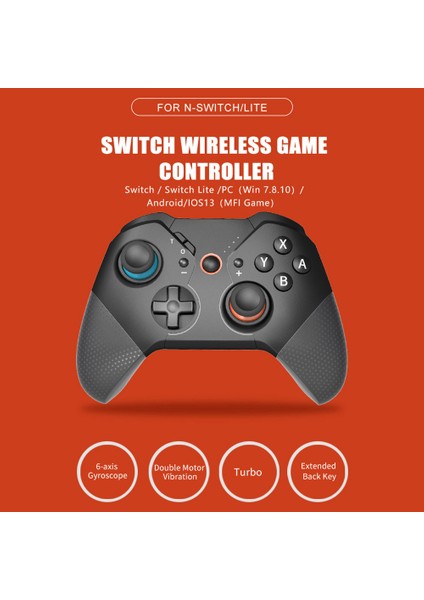 Nintendo Switch Için SW531 Kablosuz Oyun Kumandası, LED Işıklı Bluetooth Gamepad - Siyah (Yurt Dışından)