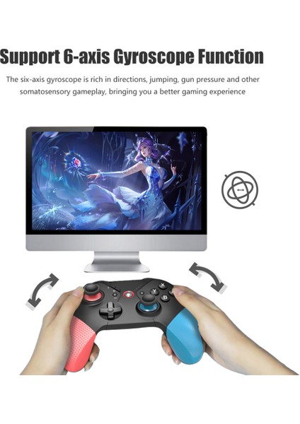 Nintendo Switch Için SW531 Kablosuz Oyun Kumandası, LED Işıklı Bluetooth Gamepad - Mavi+Beyaz (Yurt Dışından)