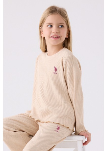 Kız Çocuk Krem Uzun Kol Pijama Takım fiyatları