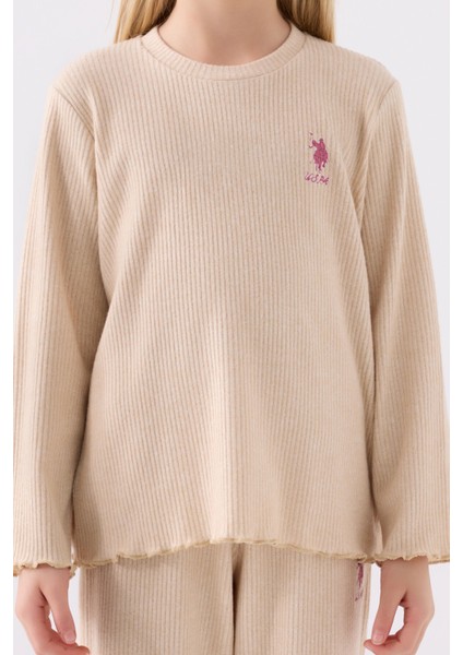 Kız Çocuk Krem Uzun Kol Pijama Takım fırsatları