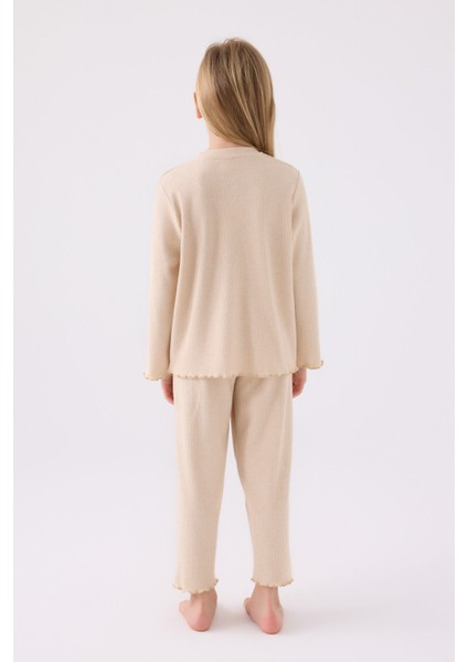 Kız Çocuk Krem Uzun Kol Pijama Takım indirimleri