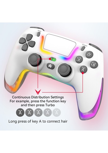 P07 Dazzle Lighting Standsız Ps4 Oyun Konsolu Kolu Için Kablosuz Bluetooth Denetleyici - Siyah (Yurt Dışından) indirimleri