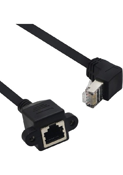 RJ45 Dişi Erkek Uzatma 0.5m Dirsek 90 Derece Panel Tipi Cat6 Montaj Kablosu