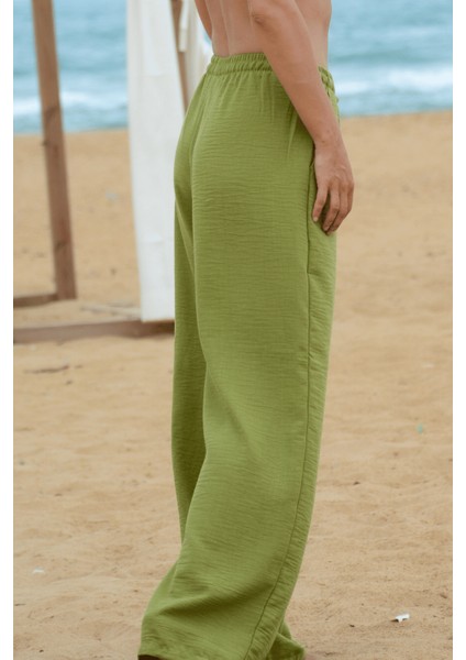 Kadın Açık Yeşil Keten Pantolon modelleri
