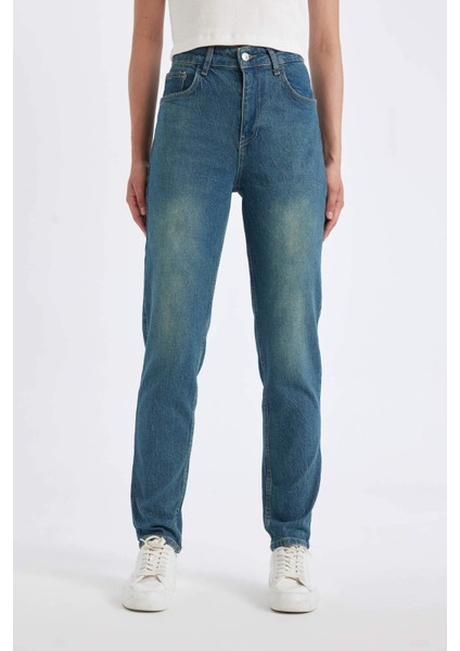Comfort Mom Yüksek Bel Uzun Jean Yıkamalı Pantolon D4302AX24AU