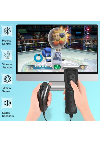 Wii U Için 8511 Gecikme Yok Kablosuz Bağlantı Sağ ve Sol Oyun Kolu Denetleyici Gamepad - Siyah (Yurt Dışından)