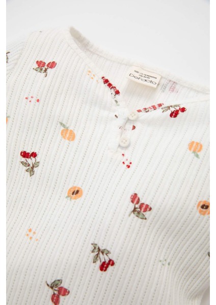 Kız Bebek Pijama Takımı Meyve Desenli Uzun Kollu Üst Beli Lastikli Uzun Alt D1809A524AU modelleri