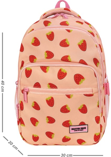 Çilek Desenli Su Geçirmez Beslenmeli ve Kalemlikli Ortopedik 3 Bölmeli Okul Çantası 3'lü Set fiyatları