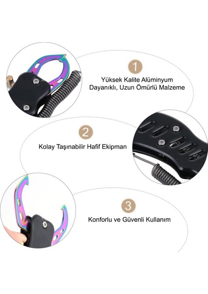 Alüminyum Balık Tutucu Gripper Paslanmaz Yaylı Karabinalı - Mavi