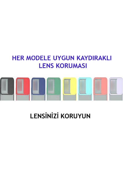 Apple iPhone 12 Pro Max Uyumlu Kılıf Kaydırarak Açılıp Kapanabilen Lens Koruyucu Darbe Korumalı Sağlam Tpu Yapı Kenar Kısımları Renkli Cover