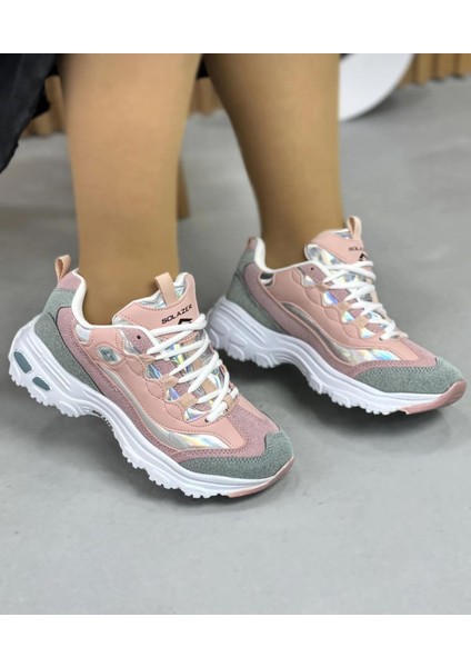 Kadın Bağcıklı Spor Ayakkabı-Pembe