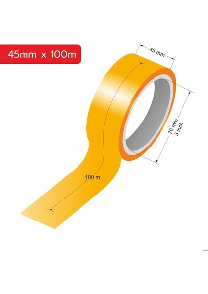 Koli Bandı (1 Adet) Akrilik (45mm*100metre) Şeffaf, Yüksek Kalite