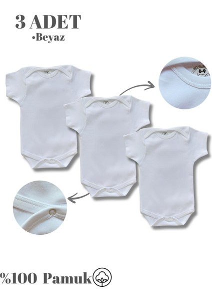 Kısa Kollu 3'lü Organik Pamuk Çıtçıtlı Bebek Body&zıbın indirimleri