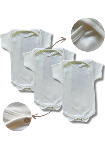Kısa Kollu 3'lü Organik Pamuk Çıtçıtlı Bebek Body&zıbın