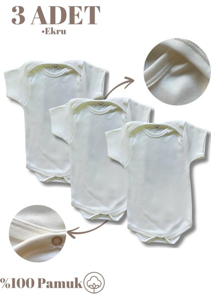 Kısa Kollu 3'lü Organik Pamuk Çıtçıtlı Bebek Body&zıbın fırsatları