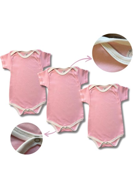 Kısa Kollu 3'lü Organik Pamuk Çıtçıtlı Bebek Body&zıbın