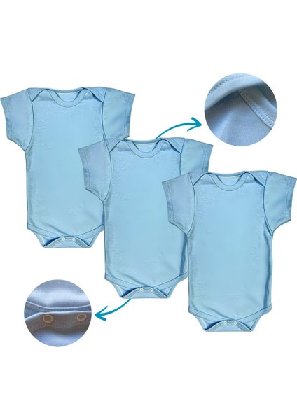 Kısa Kollu 3'lü Organik Pamuk Çıtçıtlı Bebek Body&zıbın