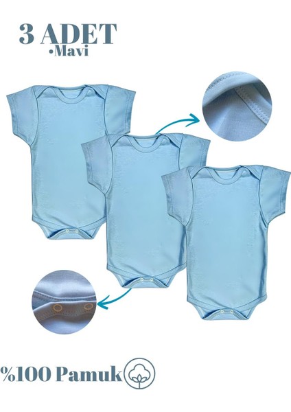 Kısa Kollu 3'lü Organik Pamuk Çıtçıtlı Bebek Body&zıbın fırsatları