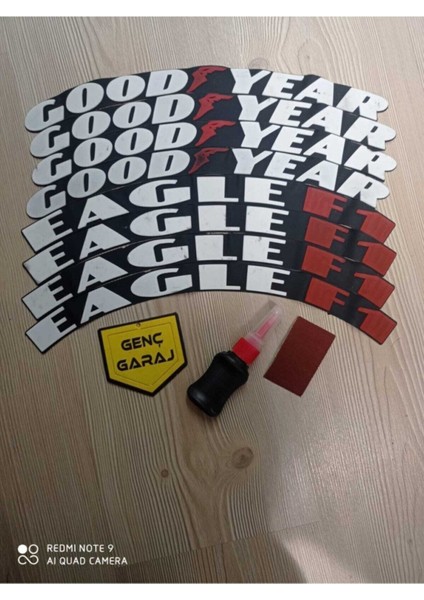 Her Araca Uyumlu Good Year-Eagle 8'li Lastik Yazısı+Yapıştırıcılı