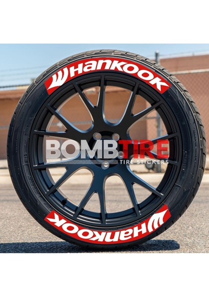 Hankook Kırmızı Beyaz Motosiklet & Araç Oto Lastik Yazısı Sticker Arma 4 Adet 2.5 cm ®