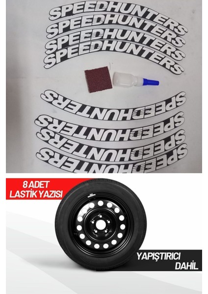 Beyaz Speed Hunters Motosiklet ve Otomobil Araç 3D Oto Lastik Yazısı Sticker Arma 8 Adet