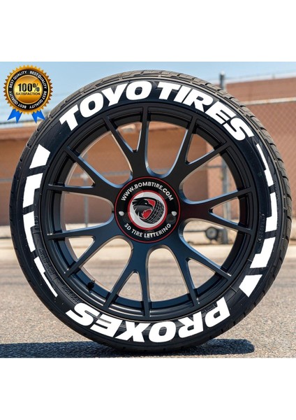 Lastik Yazısı Motosiklet ve Otomobil Şerit 2.5 cm Proseries ™ 16 Adet + Tutkal