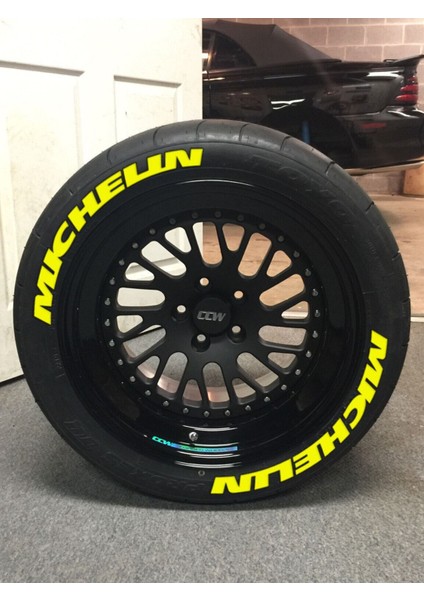 Sarı Lastik Yazısı Michelin 2.5 cm Orijinal Ürün 4 Adet + Yapıştırıcı Tutkal Motor ve Araçlar Için