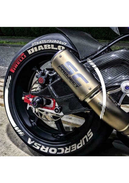 Pirelli Diablo Supercorsa Motosiklet Lastik Yazısı 2.5 cm 16 Adet + Tutkal Bombtire® Proseries ™