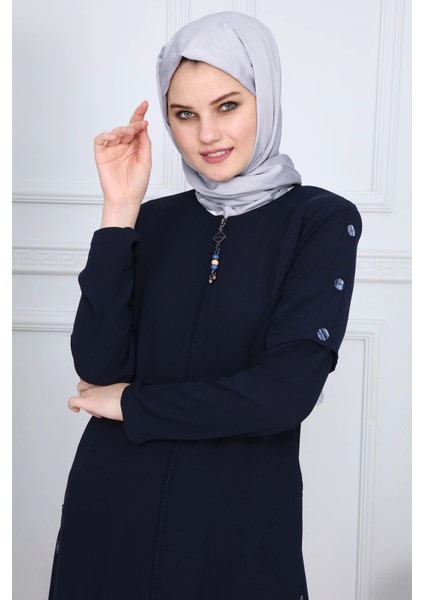 Yanları Boncuk Detaylı Ferace MDC2151 Lacivert