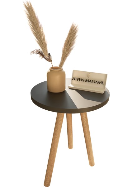 Tekli Yuvarlak Zigon Sehpa, Antrasit, Ahşap Kayın Ayak fiyatları