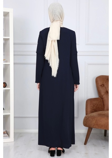 Yanları Boncuk Detaylı Ferace MDC2151 Lacivert indirimleri