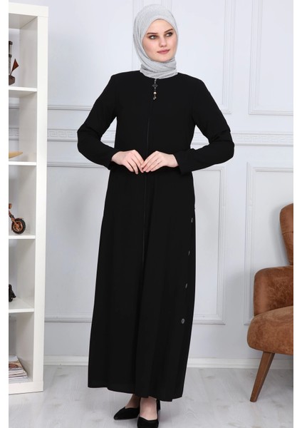 Yanları Boncuk Detaylı Ferace MDC2151 Siyah modelleri