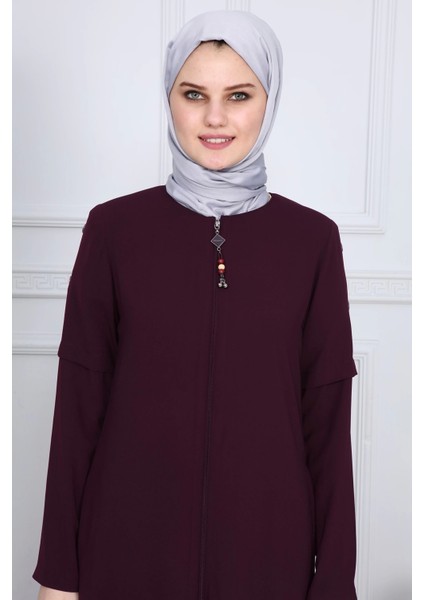 Yanları Boncuk Detaylı Ferace MDC2151 Mor