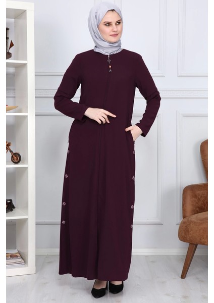 Yanları Boncuk Detaylı Ferace MDC2151 Mor modelleri