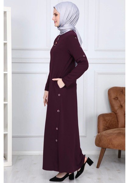 Yanları Boncuk Detaylı Ferace MDC2151 Mor fırsatları