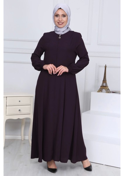 Fermuarlı Ferace Mor MC2001