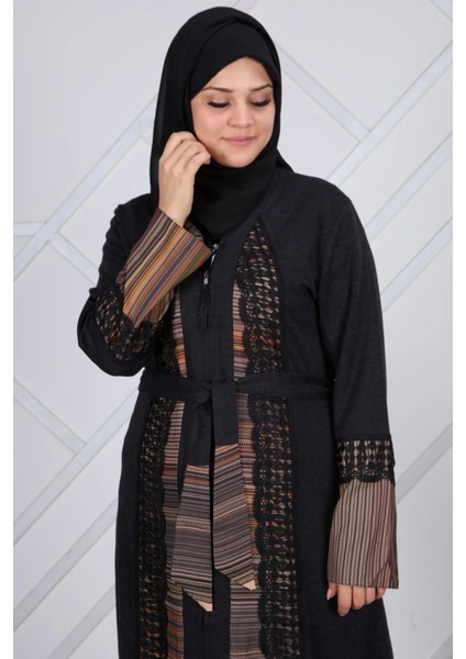 Lazer Işlemeli Küpür Ferace 7119 Siyah