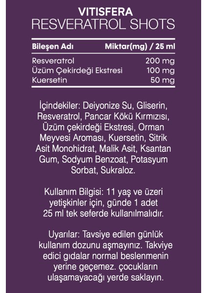 Resveratrol Shot Orman Meyveleri Aromalı 20 x 25 ml