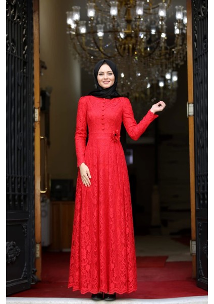 Ahunisa Henna Abiye Kırmızı 5646 modelleri