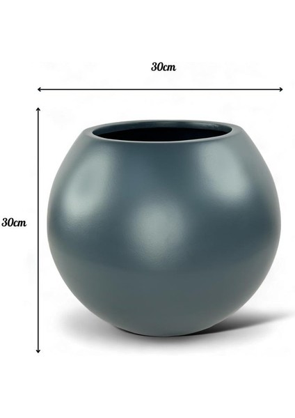 Fiber Saksı Antrasit Küre Yuvarlak Top Vazo Dekoratif Saksı Fiberglas 30*30CM