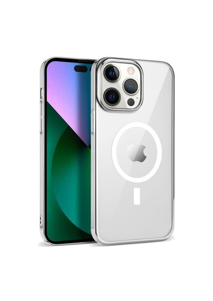 iPhone 14 Pro Max Kılıf Şık Tasarımlı Wireless Şarj Özellikli Pixel Magsafe Kapak