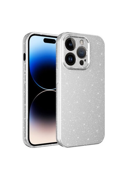iPhone 14 Pro Max Kılıf Kamera Korumalı Simli Lüks Koton Kapak