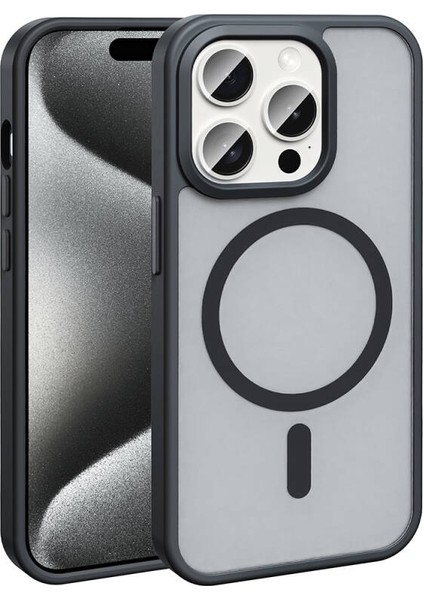 iPhone 15 Pro Max Kılıf Magsafe Şarj Özellikli Mat Arka Yüzey Sio Premium Kapak