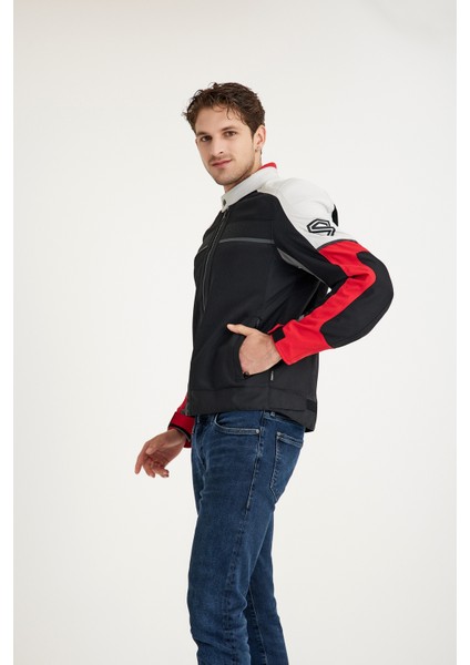 Santiago Kırmızı Yazlık Fileli Erkek Motosiklet Montu