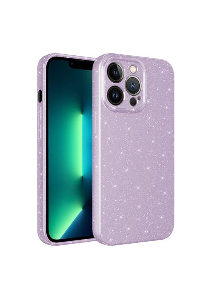 iPhone 13 Pro Max Kılıf Kamera Korumalı Simli Lüks Koton Kapak