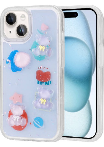 iPhone 13 Kılıf Kabartma Figürlü Parlak Şık Minimini Silikon Kapak