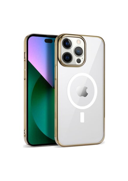 iPhone 14 Pro Max Kılıf Şık Tasarımlı Wireless Şarj Özellikli Pixel Magsafe Kapak